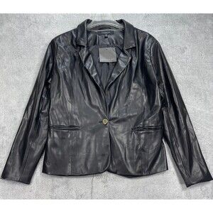 Marc New York Andrew Marc Faux Leather Jacket Womens XL Black Stretch